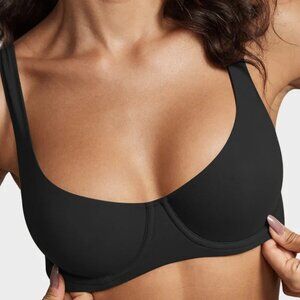 NWT Seamless Unlined Underwire Balconette Bra Black 34D